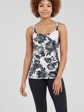 lululemon athletica White and Black Floral Tank Top